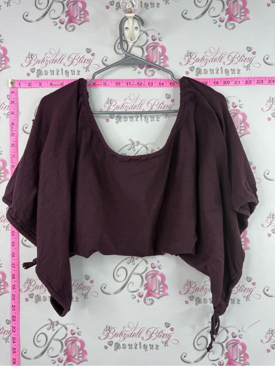 Tops - Top flowy hippie Women’s Cropped Peasant Top - Deep Plum